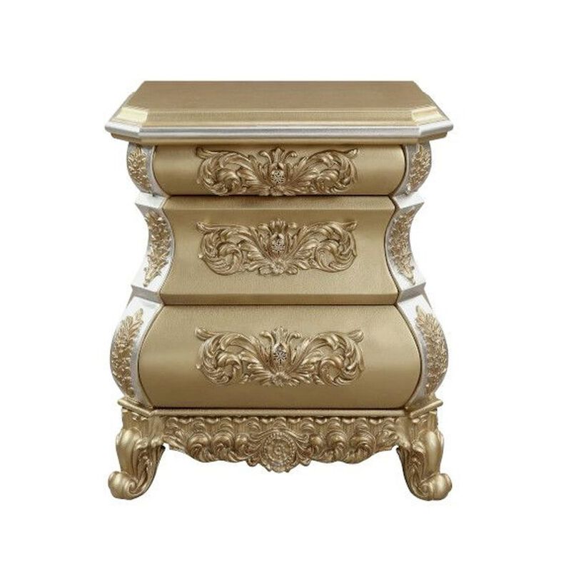 Simple Relax Royal-style 3-drawer Nightstand in Gold image number 0