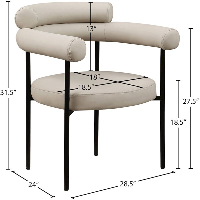 Meridian Furniture Blake Taupe Vegan Leather Dining Chair, Set of 2