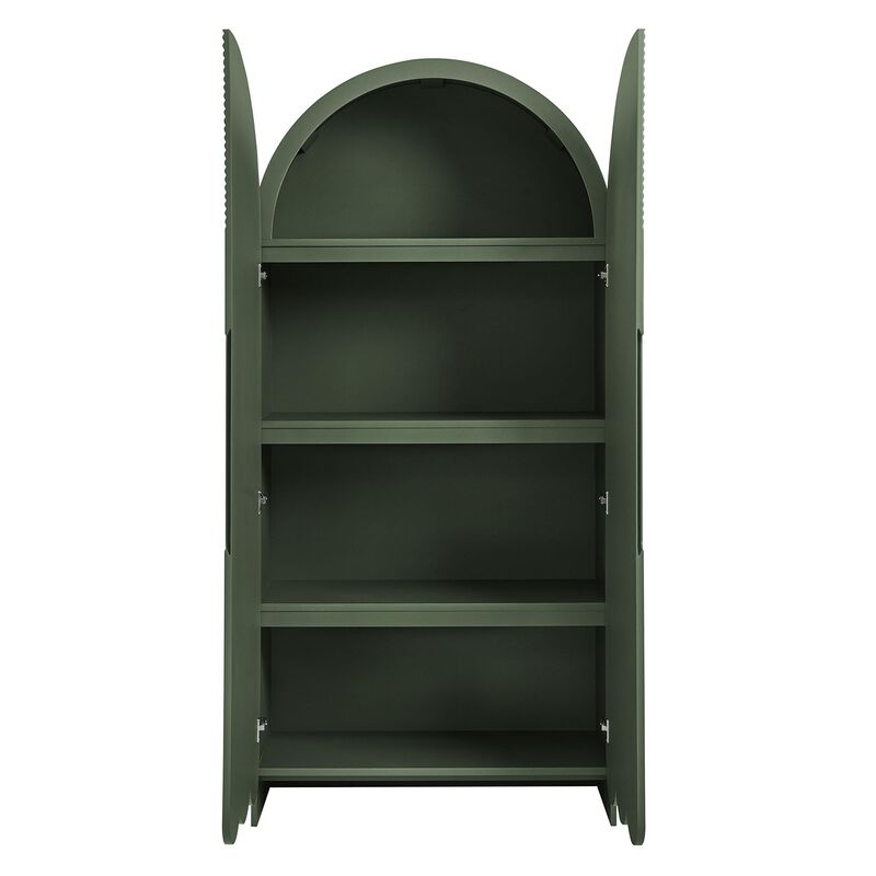 Dahlia 78 Inch Fluted and Scalloped Arched Storage Cabinet image number 8