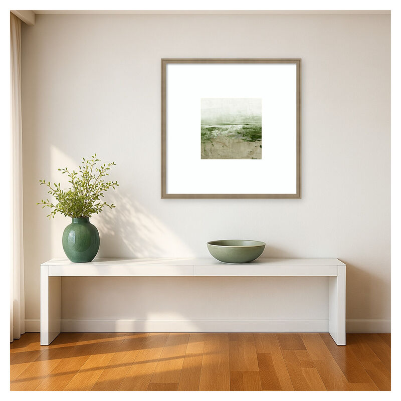 Muted Landscape in Greens by Emma Peal Wood Framed Wall Art Print image number 4