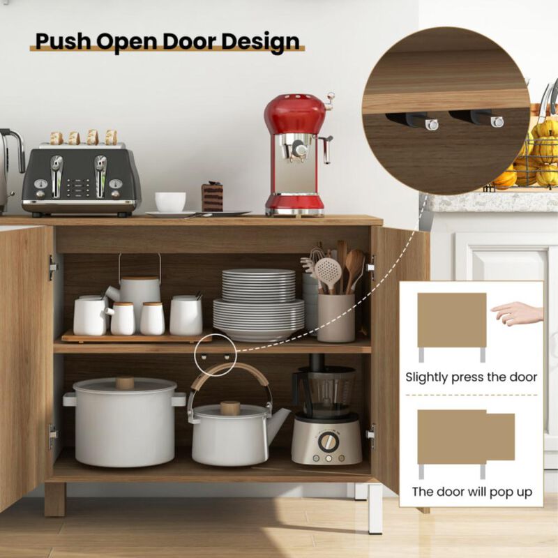 Hivvago 63 Inches Buffet Sideboard with 4 Compartments and Push-to-Open Cabinet