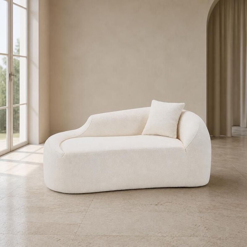 GOODSILO Curved Indoor Chaise Lounge Chair Modern Deep Seating Sleeper Sofa with Throw Pillow for Living Room Bedroom Apartment Small Spaces image number 2