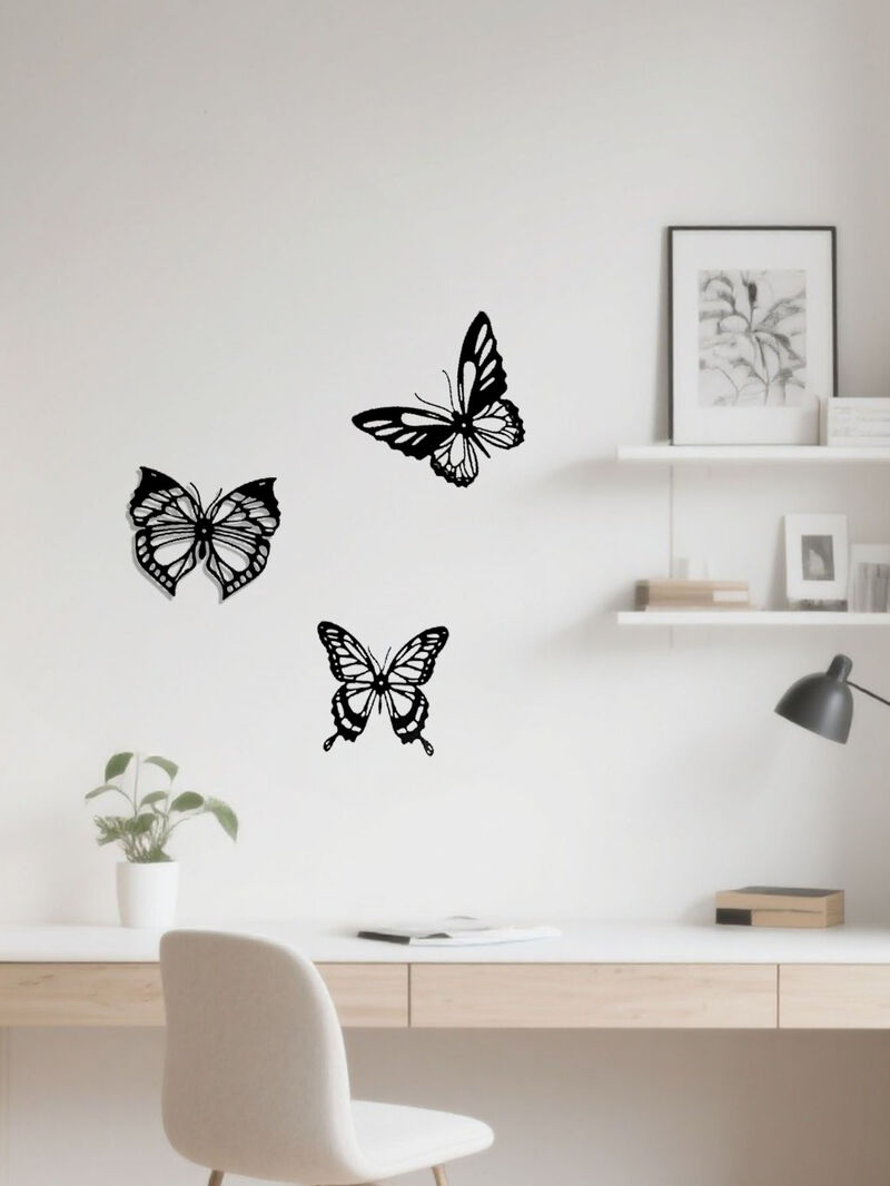 3-Piece Metal Insect Wall Decor Set, Dragonfly Hummingbird Butterfly image number 3