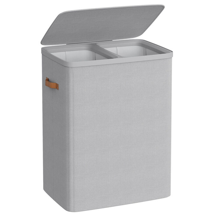 Large Laundry Hamper 44.9 Gal with Lid Handles Dove Grey
