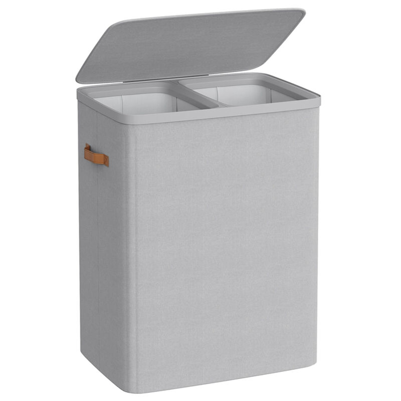Large Laundry Hamper 44.9 Gal with Lid Handles Dove Grey image number 0