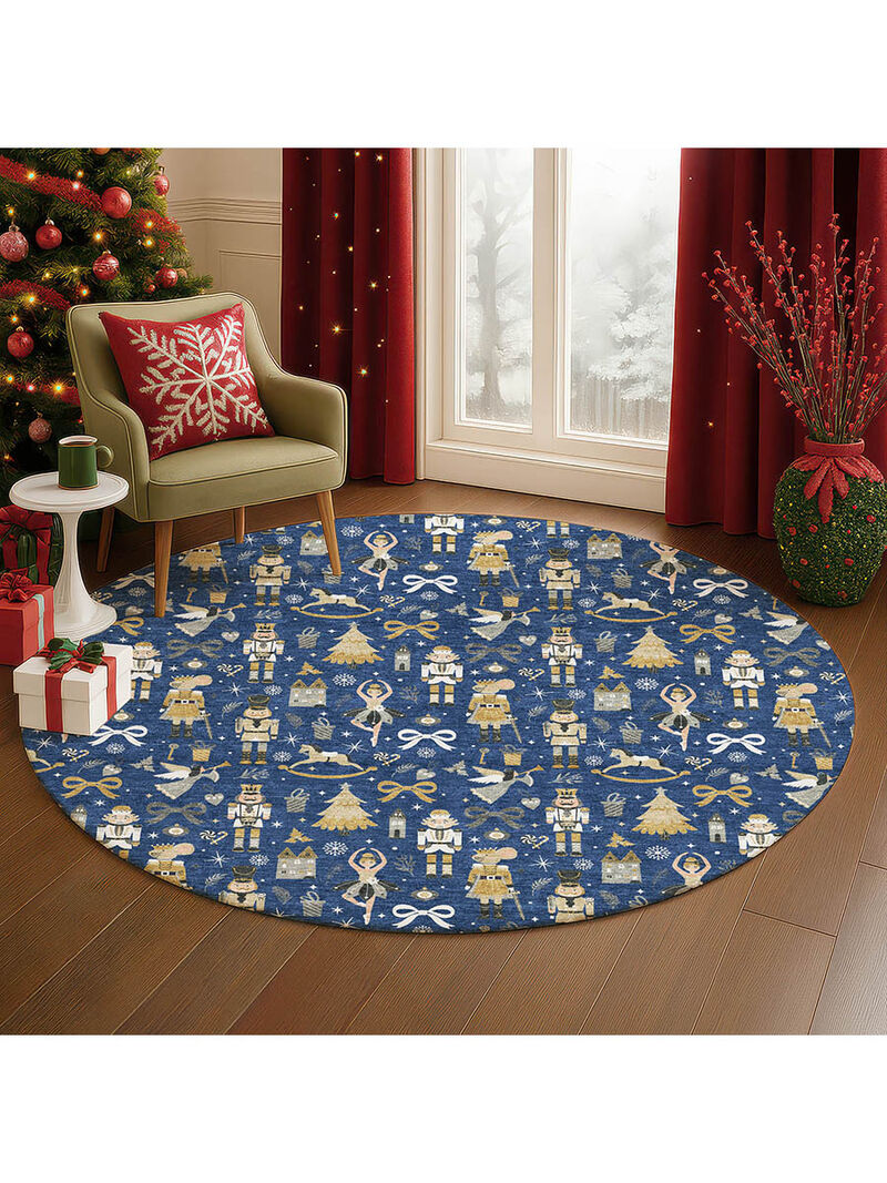 Merry & Bright MY29 Navy 8' Round Rug