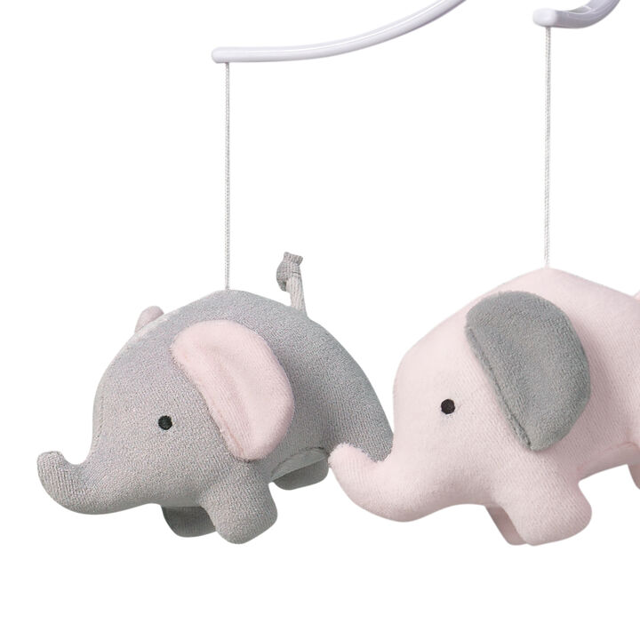 Bedtime Originals Eloise Pink/Gray Elephant Musical Baby Crib Mobile