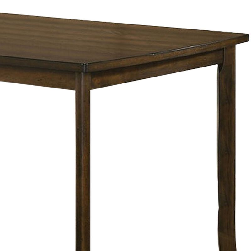 Rectangular Wooden Top Counter Height Table with Saber Legs, Brown-Benzara