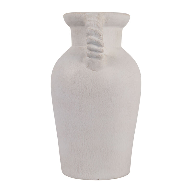 14x9" Twisted Handle Terracotta Vase, White image number 2