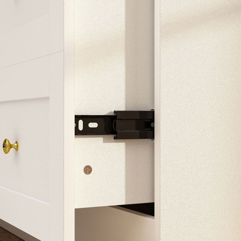 FUFU&GAGA Four-Door Wardrobe with Six Drawers and Top Cabinet (63" W x 19.7" D x 94.5" H),White