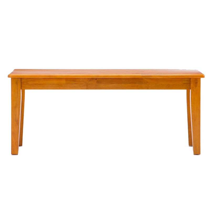 Nova 44 Inch Dining Bench, Tapered Legs, Oak Brown Wood - Benzara