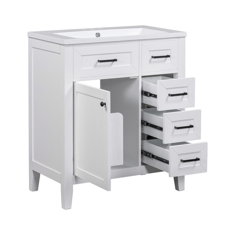 Merax Bathroom Vanity with Sink Combo, White Bathroom Cabinet with Drawers