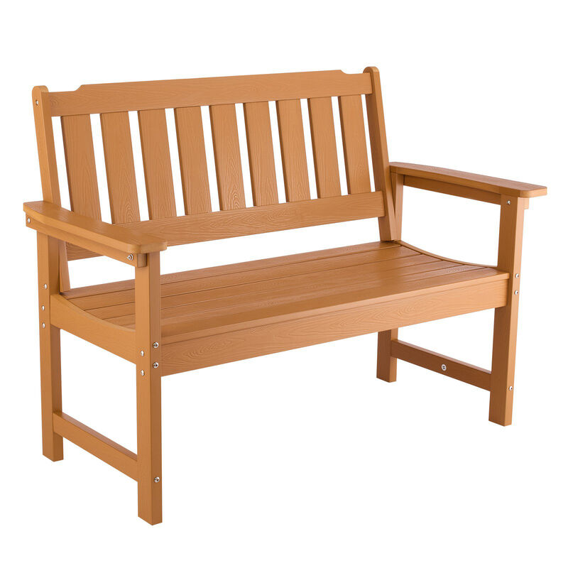Patio Garden Bench for 2-3 Persons, Weatherproof Frame with Armrests image number 8