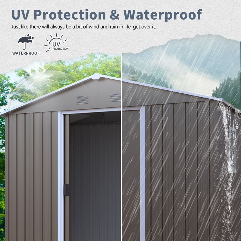 8ft x 4ft Outdoor Metal Storage Shed With window and metal foundation image number 5
