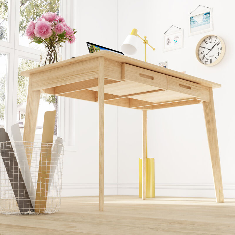 21.7 in. H Retangular burlywood Wood 2 Drawer Computer Desk