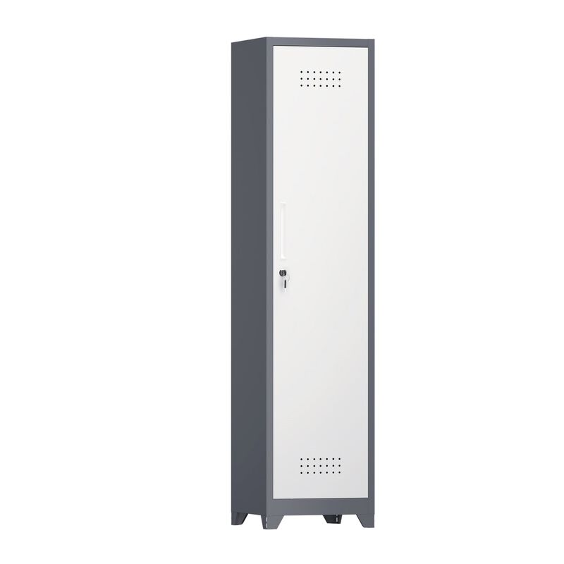 65" Narrow Broom Metal Cleaning Storage Cabinet With Hooks image number 0
