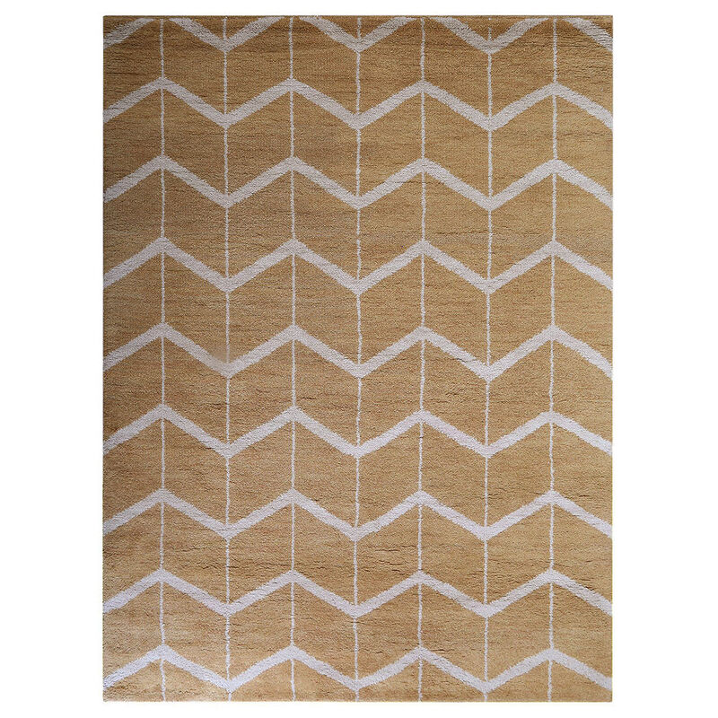 HAND KNOTTED WOOL Geometric AREA RUGS  - Rectangle Shape, Geometric Modern, Medium Pile Handmade Area Rugs for Living Room, Bed Room (N01052) image number 0