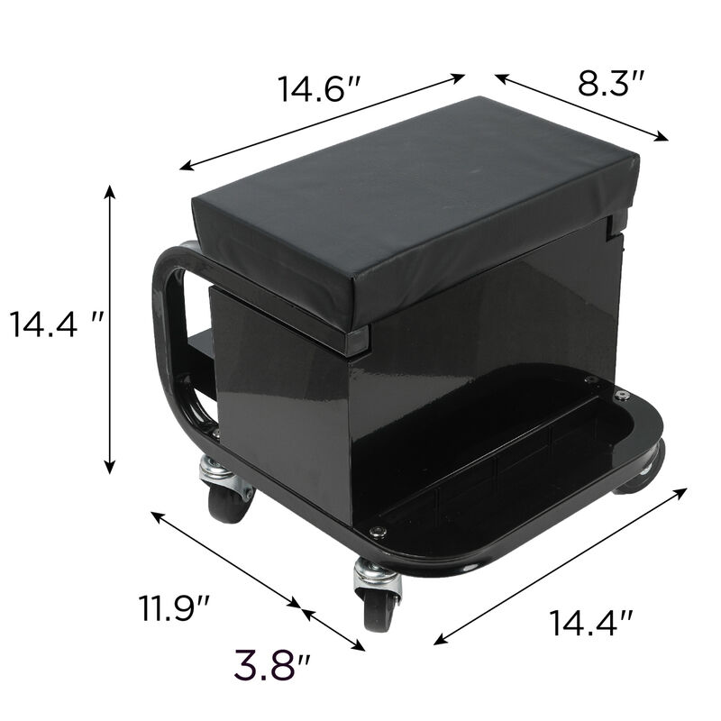 ELEMENT ACE Rolling Creeper Garage Shop Padded Seat with Three Built-in Drawers Heavy Duty Swivel Casters Mechanic Work Stool for Automotive Repair Tasks image number 3