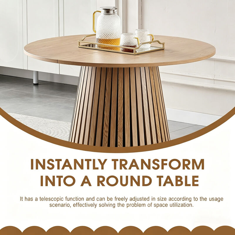 Oval Wooden Extendable Dining Table image number 7