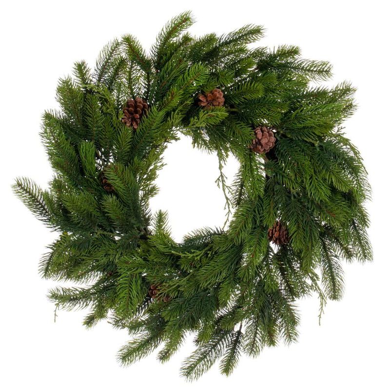 Vickerman 24" Holiday Pine Wreath with Cones image number 0