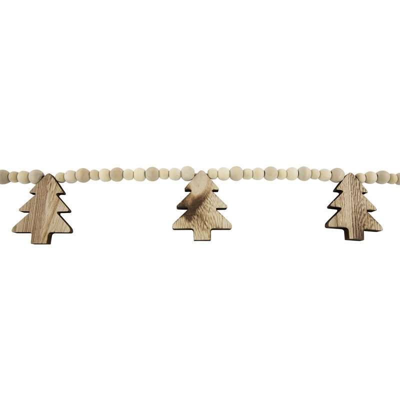6' x 3" Christmas Trees and Beads Wooden Garland