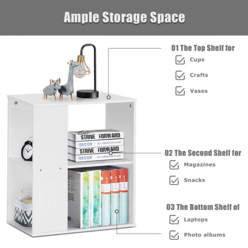 Hivvago 2-Tier Side End Table with Storage Shelves