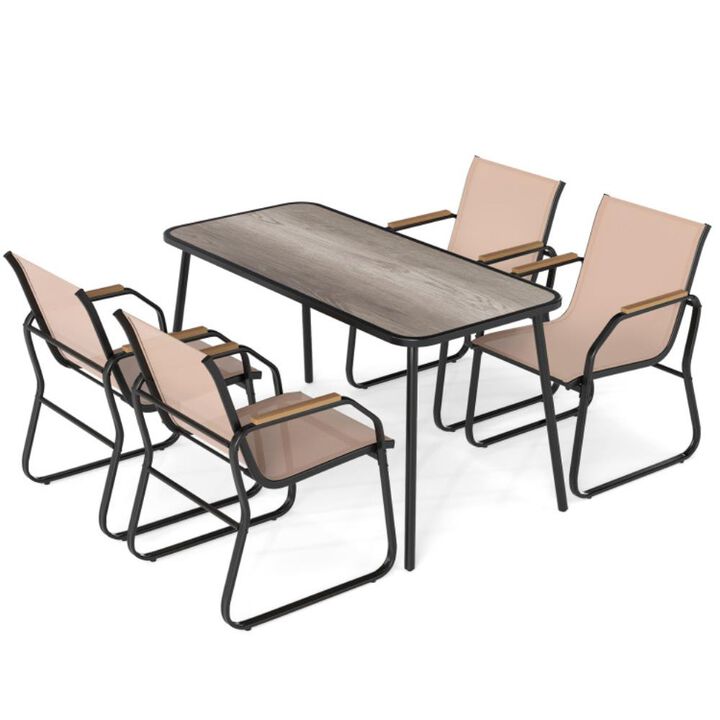 Hivvago 5 Pieces Patio Dining Set with Rectangular Table and Fabric Chairs