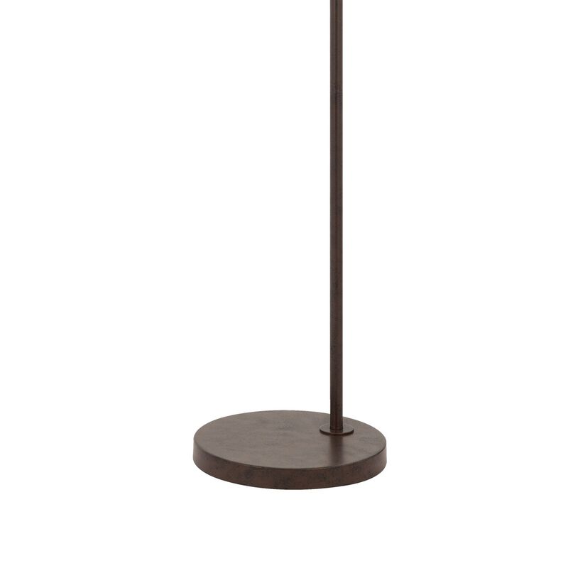 Ashy 68 Inch Floor Lamp, Gooseneck LED, White Shade, Black Arc Pole - Benzara