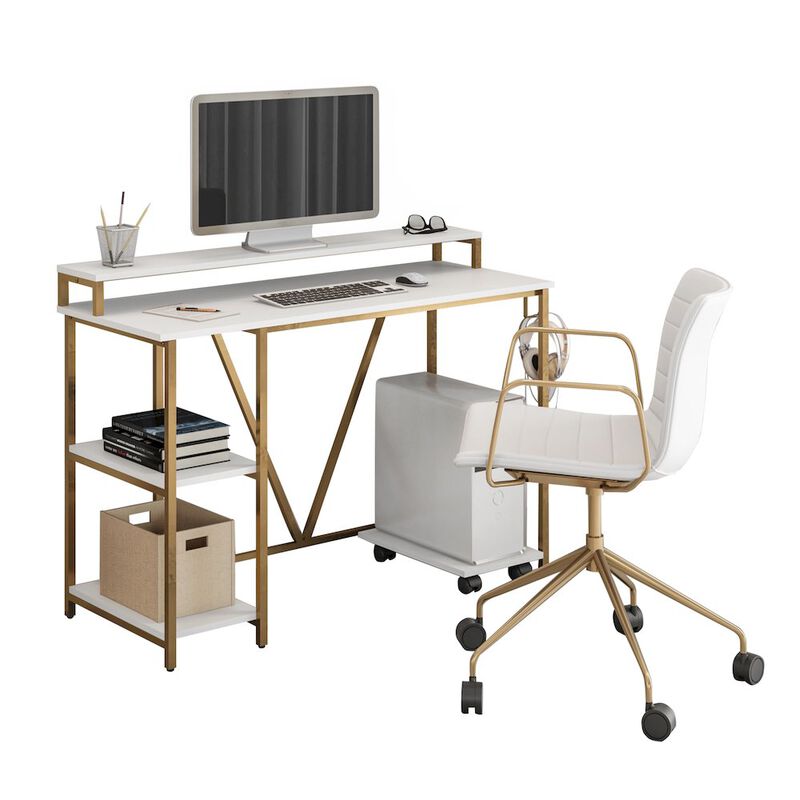 Techni Mobili Industrial Writing Desk, Gold