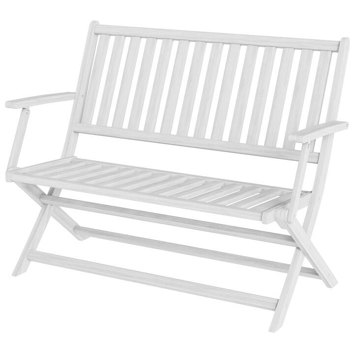 Hivvago 2-Person Foldable Wooden Outdoor Bench with Backrest