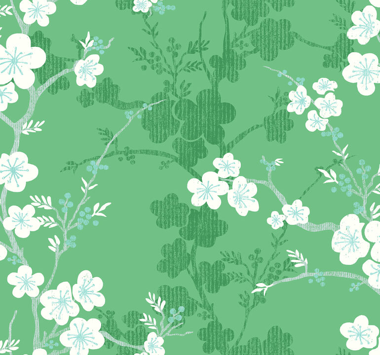 Nicolette Green Floral Trail Wallpaper