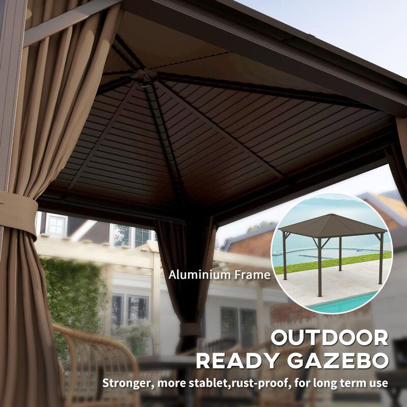 Hivvago 10x10 Permanent Hardtop Gazebo Aluminum Frame image number 6