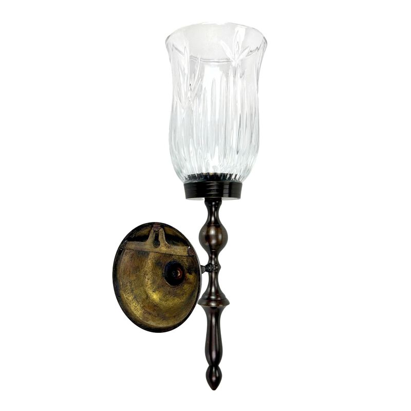 Wall Candle Sconce Bronze Finish Lead Crystal Glass 15 In Metal And Glass image number 2
