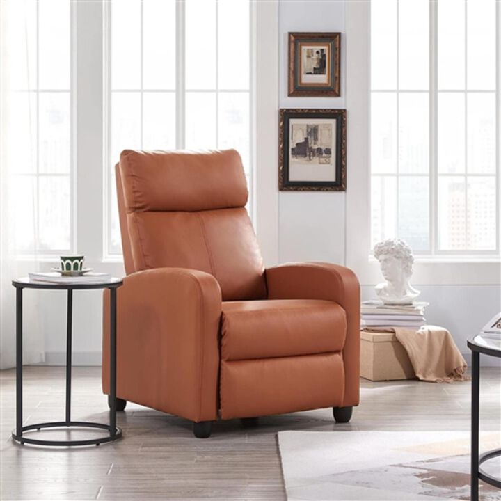 Hivvago Brown High Density Faux Leather Push Back Recliner Chair