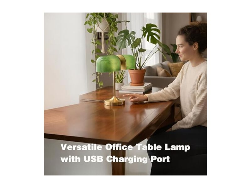 Dimmable Touch Control Vintage Glass Desk Lamp For Living Room Bedroom image number 3