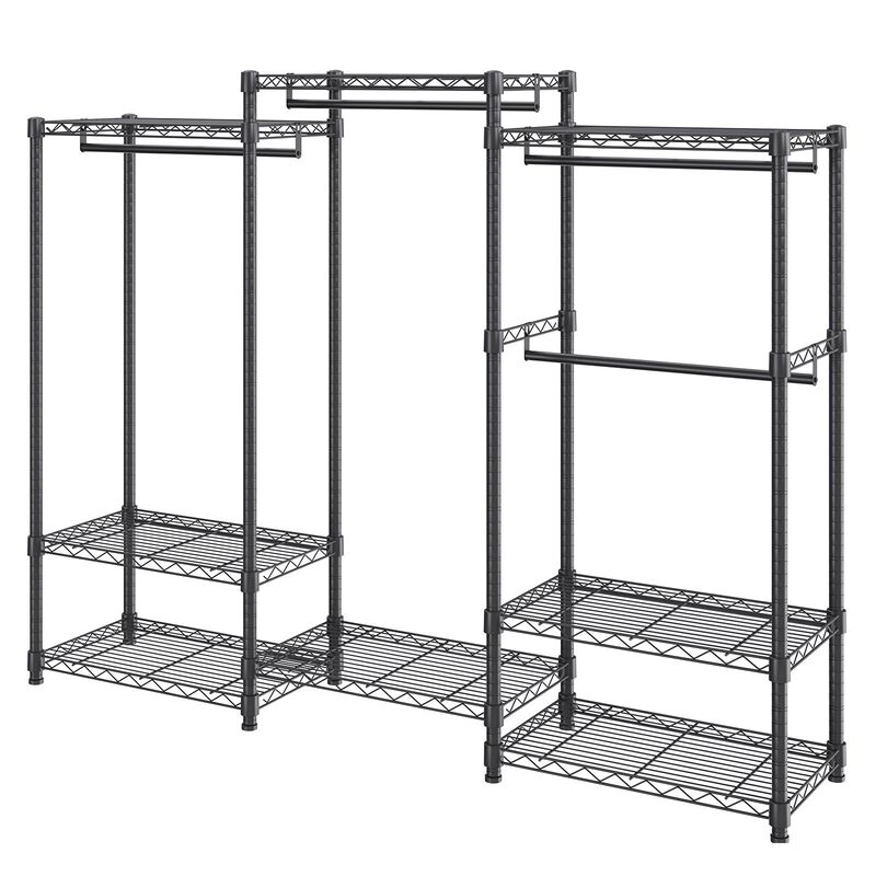 Freestanding Clothes Rack with 4 Hanging Rods, 8 Tiers, Wheels, and 800 lb Capacity