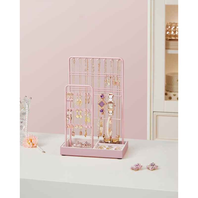 Jewelry Stand with Metal Frame and Tray Storage Organizer image number 1