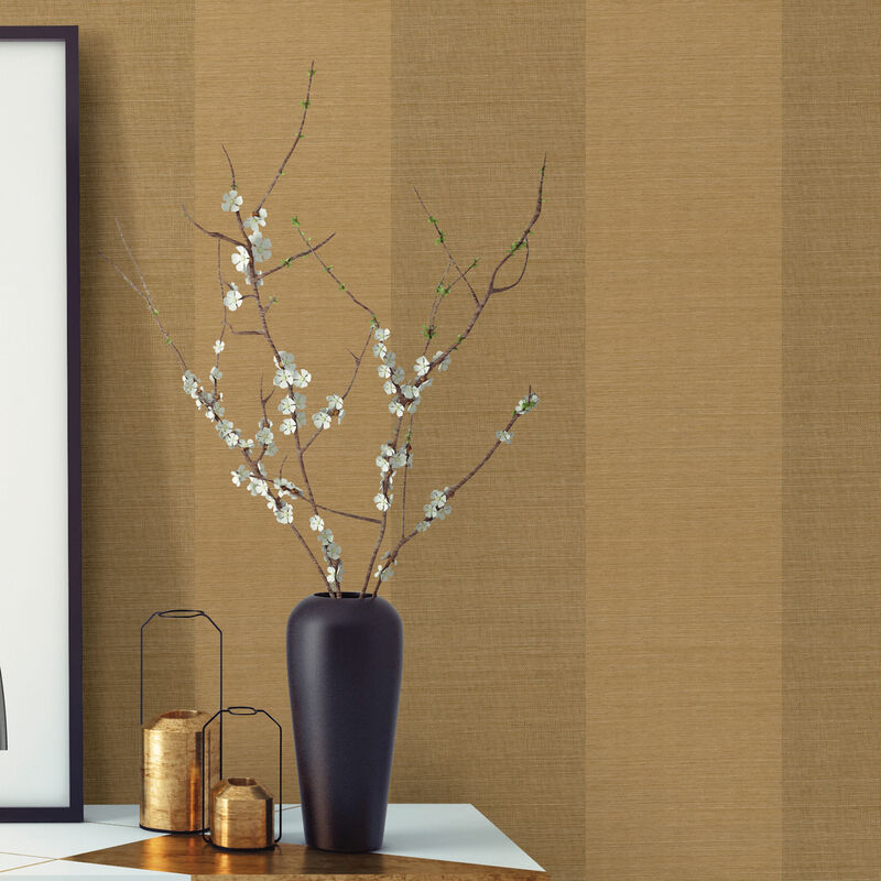 Yue Ying Light Brown Grasscloth Wallpaper image number 1