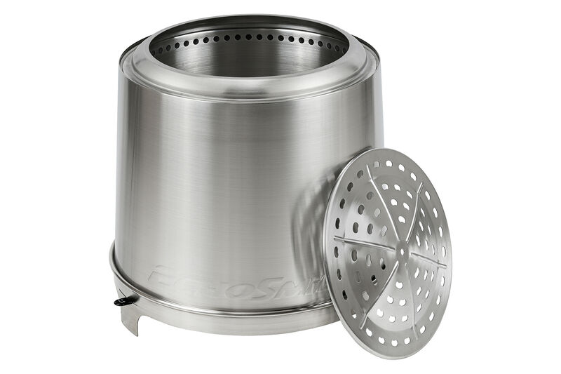 EchoSmile 5.9 in. Brushed Silver Stainless Steel Wood Outdoor Portable Tabletop Fire Pit