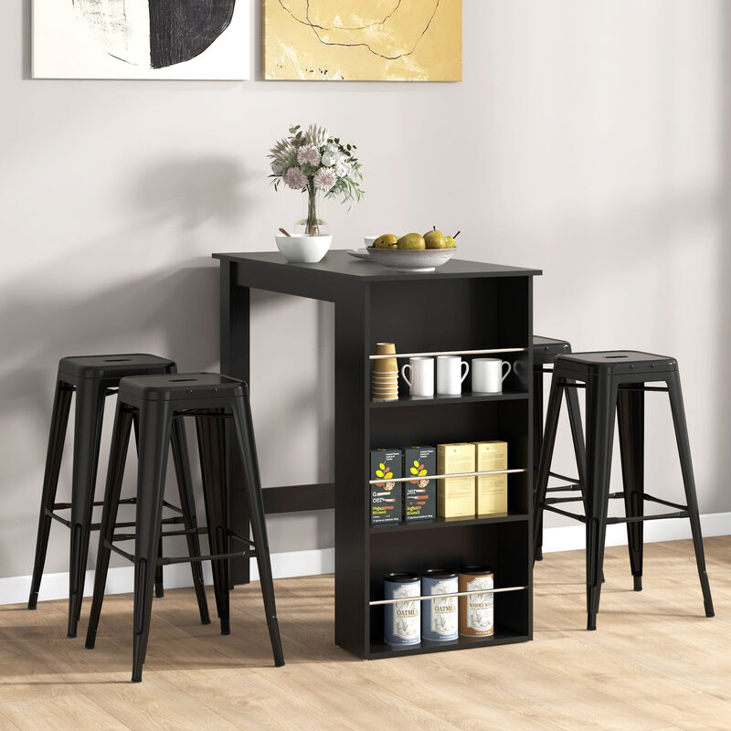 Hivvago Modern Kitchen Bar Table with Storage Shelves image number 6