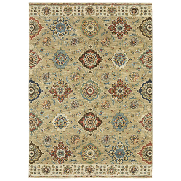 HomeRoots Floral Area Rug With Fringe