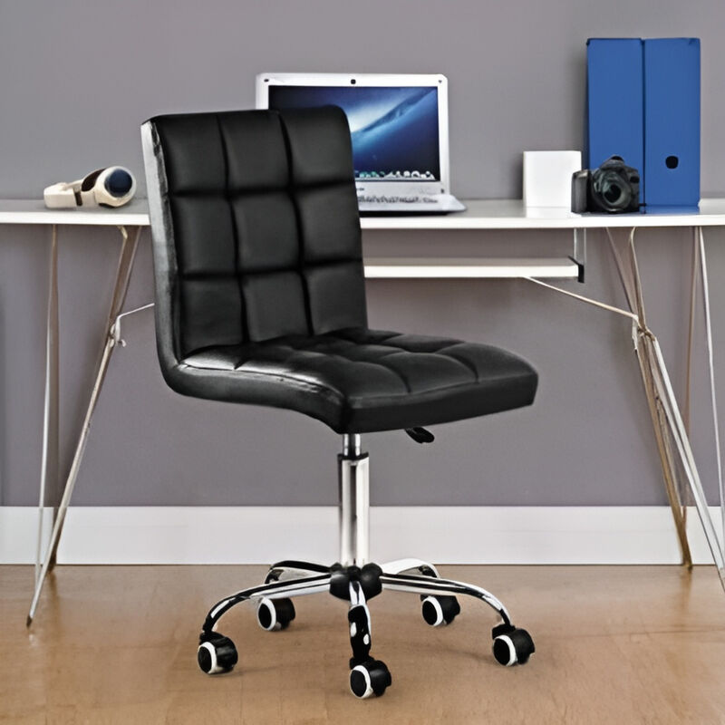 Executive-Style Mid-Back Faux Leather Office Chair with Optional Armrests