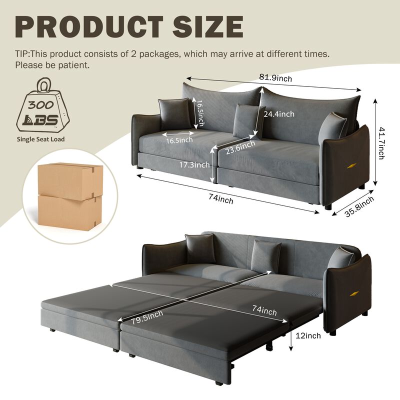 Swofir Pull Out Sleeper Sofa Bed image number 9