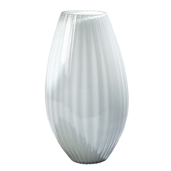 Cased Glass Stripe Vase- Large White