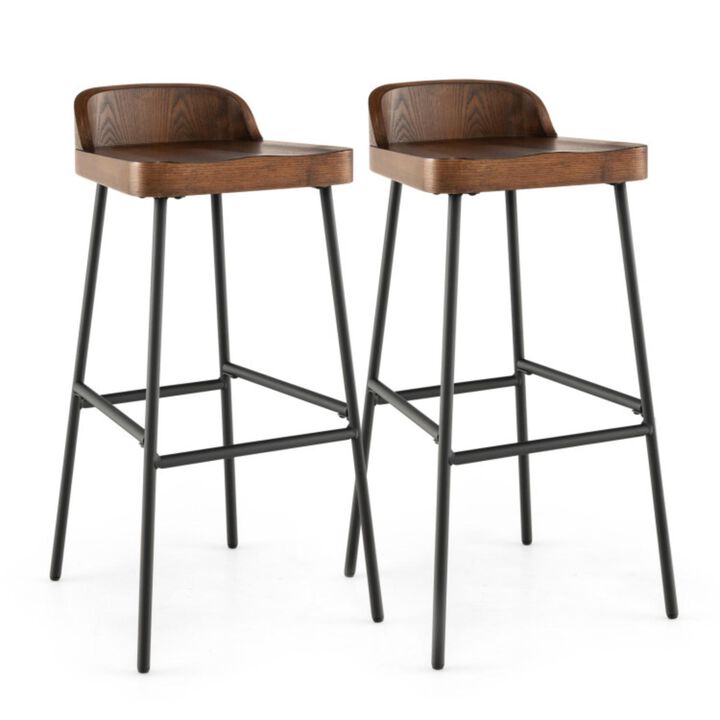 Hivvago Set of 1/2 29 Inch Industrial Bar Stools with Low Back and Footrests