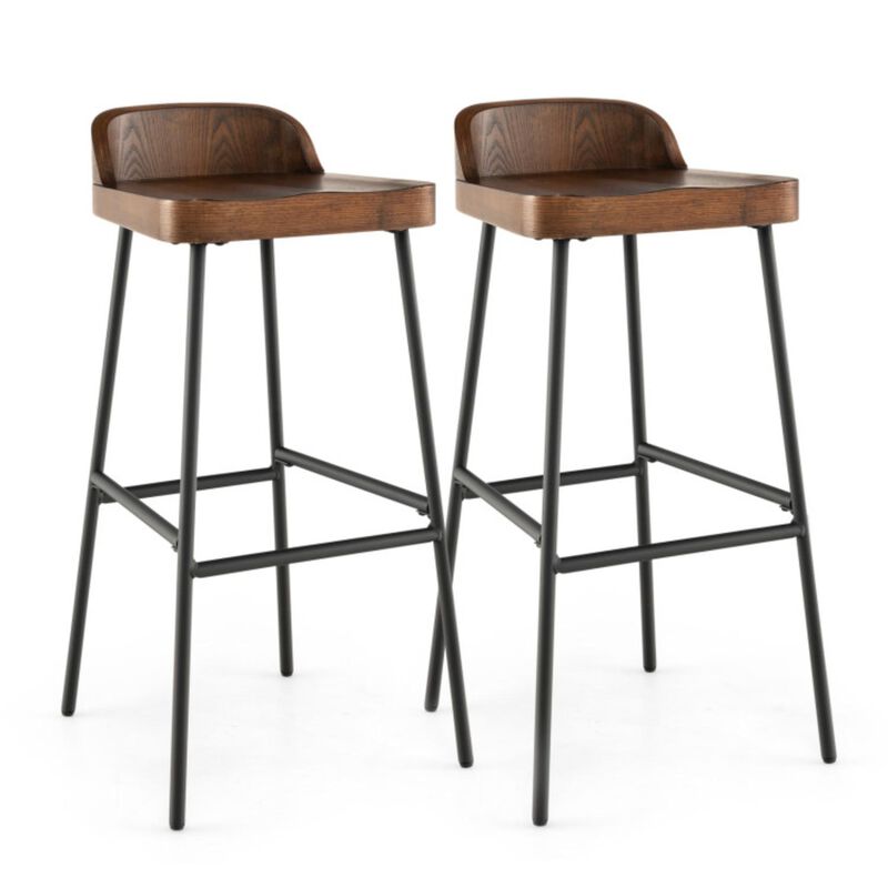 Hivvago 29 Inch Industrial Bar Stools with Low Back and Footrests