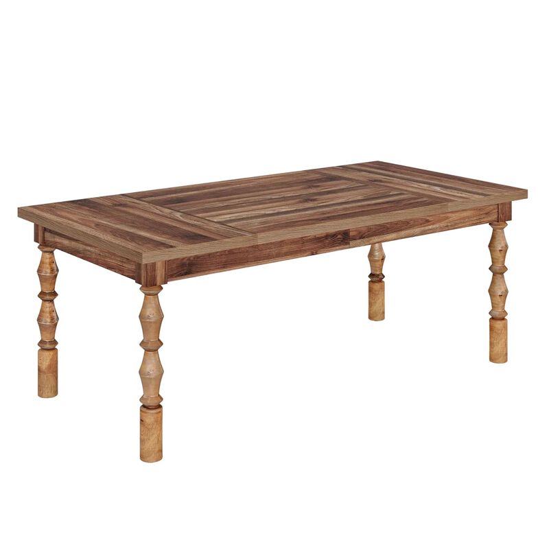 62 Inch Rectangular Dining Table with Carved Turned Legs for 4 to 6 People image number 0
