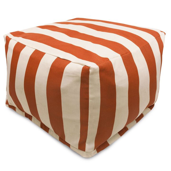 Majestic Home Goods Ottoman Pouf Vertical Stripe Burnt Orange