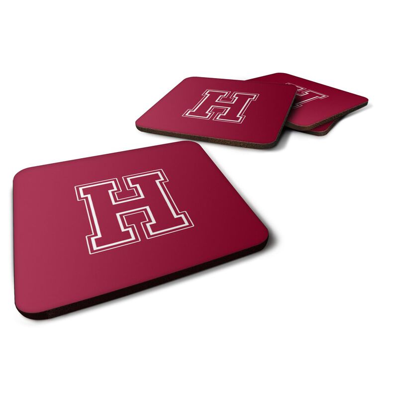 Caroline's Treasures CJ1032-HFC Monogram-Maroon and White Foam Coasters (Set of 4), Initial Letter H, 3.5 H x 3.5 W, Multicolor