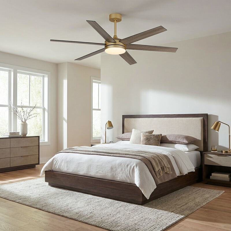60" Modern Gold Reversible Dimmable Large Smart Ceiling Fan with Light, APP Control and Remote image number 4